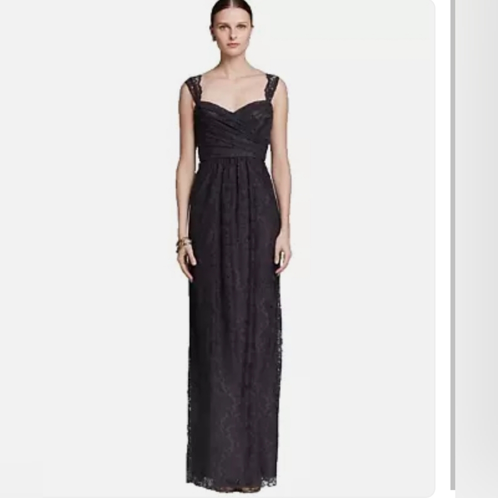 AMSALE ~ Gray Lace Sweetheart Sleeveless V Pweter Formal Gown 2 NEW $390